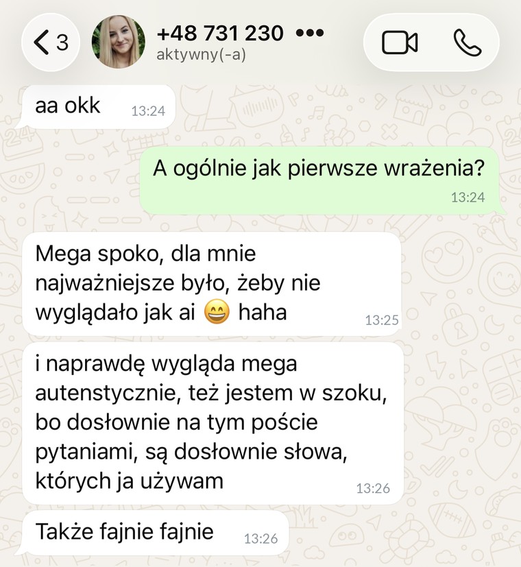 Wiadomość od klientki